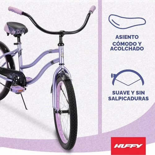 Vista 4 de Huffy Fairmont 20/24/26 Inch Cruiser Bike, Multiple Colors Fairmont Lavanda Metálica