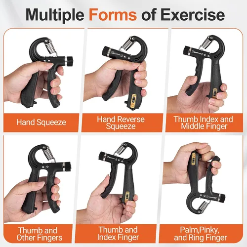 Vista 7 de Grip Strength Trainer Kit (5 Pack) Adjustable Resistance Hand Gripper,Finger Exerciser,Hand Extension Exerciser,Stress Relief Ball and Forearm