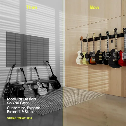 Vista 2 de String Swing Soporte de Pared para Guitarra, Soporte para Guitarra de Múltiples Guitarras, Soporte de Guitarra Colgante para Guitarras Acústicas