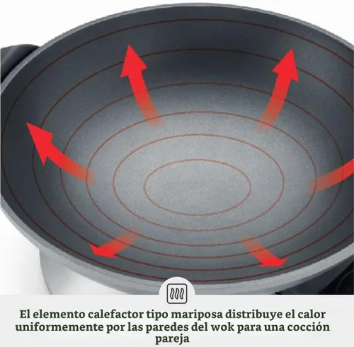Vista 4 de Breville BEW600XL Hot Wok, 6 Cuartos, Acero Inoxidable Cepillado