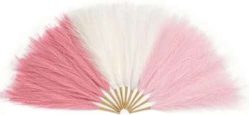 Vista 14 de Serwalin Decoración de zacate de las pampas rosa intenso, rosa rubor y rosa, 17.7 pulgadas 6 piezas de zacate de las pampas sintético, zacate A Abby