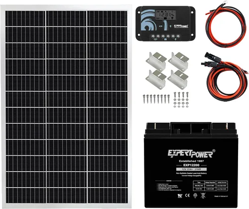 Vista 11 de ExpertPower Kit solar: panel flexible SunPower de 100 W, batería AGM SLA de 12 V 20 AH, controlador de 10 A y cables, bricolaje fuera de la red