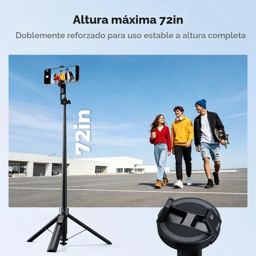 Vista 4 de K&F CONCEPT Trípode de teléfono de 72 pulgadas, clip y palo magnético para selfie con luz de relleno y control remoto, soporte de trípode automático