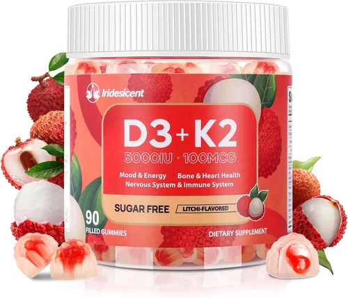 Vista 8 de Gomitas de vitamina D3 K2 con magnesio sin azúcar, 60 unidades Vitamina D3 5,000 UI + K2 (MK-7) 100 mcg - Suplemento de vitamina K2 D3 vegano