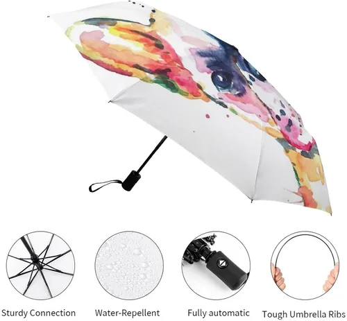 Vista 3 de Head Frenchie French Bulldog Original Dog Wildlife Rainbow Funny Puppy Companion 8 varillas, paraguas de viaje, resistente al viento, paraguas
