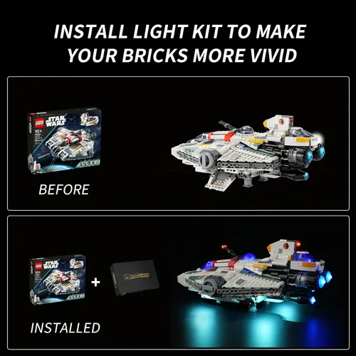 Vista 5 de Kit de luz LED para Lego Star Wars Ghost & Phantom II 75357, kit de iluminación creativa compatible con Lego 75357 (solo luces, sin juego de Lego)