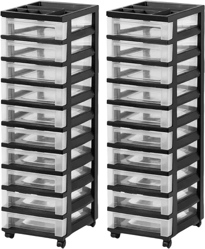Vista 10 de IRIS USA Organizador de almacenamiento con cajones de plástico, carrito rodante, con ruedas giratorias, 3 cajones, para aula, suministros de arte