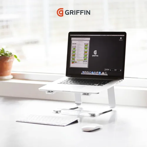 Vista 5 de Griffin Soporte elevador para laptop, elevador ergonómico para computadora y soporte para laptop hecho de aluminio cepillado resistente, soporta