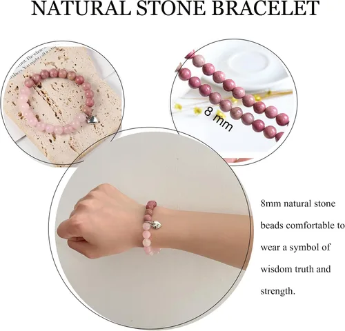 Vista 2 de Qupzsen Pulseras de piedra natural, regalos inspiradores para mujeres, regalos de recuperación pronto, regalos de piedra de cristal de 0.315 in