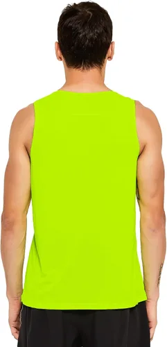 Vista 3 de DEMOZU Camiseta sin mangas de neón para hombre, brillante, para entrenamiento, gimnasio, atletismo, rave, fiesta, camiseta sin mangas