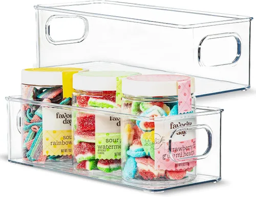 Vista 56 de Contenedor de plástico transparente para almacenamiento de alimentos con asas para organizar cocina, despensa, refrigerador, congelador, despensa