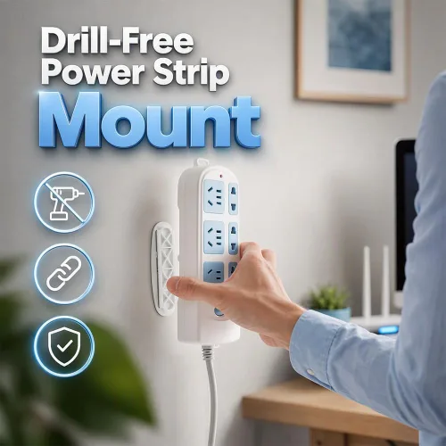 Vista 2 de Punch-Free Self Adhesive Socket Holder, Power Strip Wall Mount Holder (10)