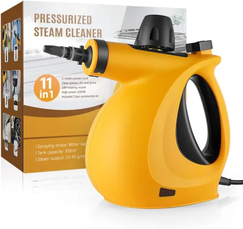 Vista 2 de Limpiador de vapor de tapicería de superficie de mano a presión con 11 accesorios, limpiador multiusos sin productos químicos para uso doméstico