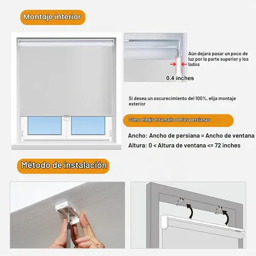 Vista 5 de Persilux Persianas Enrollables para Ventana Persianas sin Cordones para Ventana 100% Opacas Persianas Enrollables Protección UV Persianas de Ahorro