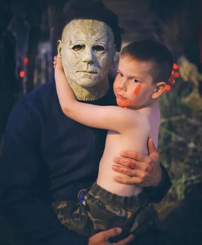 Vista 4 de Foveired Halloween Michael Myers Mask and Knife Horror Cosplay Costume Latex Props