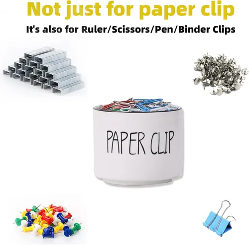 Vista 2 de ONTUBE Soporte de clip de papel de cerámica, organizador dispensador de clips de carpeta de granja para escritorio, lindo soporte de alfileres