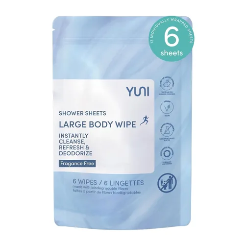 Vista 13 de YUNI Beauty Toallitas corporales grandes, menta cítrica, 12 unidades, compostables, biodegradables, limpiador corporal sin enjuague, alternativa