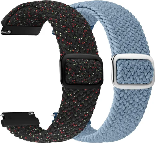 Vista 15 de 2 Pack 22mm Quick Release Braided Bands Compatible with Garmin Vivoactive 4 45mm, Forerunner 570 47mm/255/265, Adjustable Band for Amazfit Bip 6/5