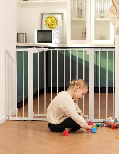 Vista 13 de Babelio - Puerta de bebé de 73-109 cm, con cierre automático, fácil de instalar, puerta de seguridad extra ancha para mascotas, Walk Thru