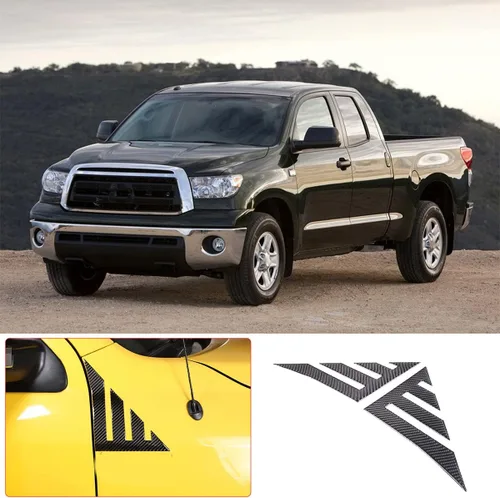 Vista 2 de 2 piezas de calcomanías para panel de hojas laterales de automóvil para Toyota Tundra 2007-2013, accesorios de fibra de carbono real, calcomanía