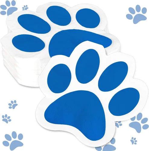 Vista 9 de Whaline Servilletas de papel con diseño de pata de perro, 100 unidades, servilletas con estampado de patas de mascotas, servilletas de almuerzo