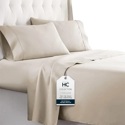 Vista 11 de HC COLLECTION Juego de sábanas para cama individual con 1 funda de almohada, sábanas de microfibra cepillada de 1800 hilos de lujo hotelero Serie