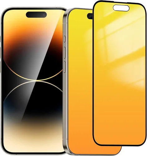 Vista 13 de Protector de pantalla de privacidad para iPhone 14/13/13 Pro (dorado) Anti-Spy vidrio templado degradado colorido efecto espejo cobertura completa