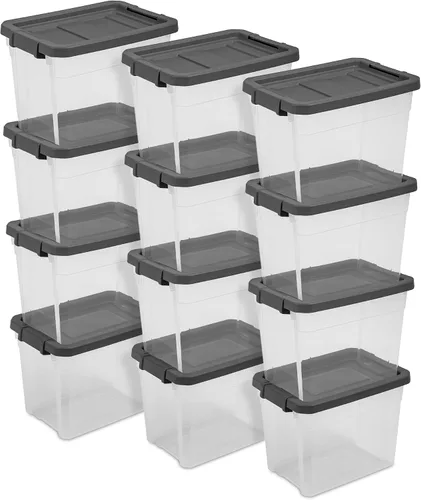 Vista 13 de Sterilite - Caja apilable modular con tapa de cierre, 16 cuartos de galón, paquete de 6 Contenedores de almacenamiento de plástico transparente