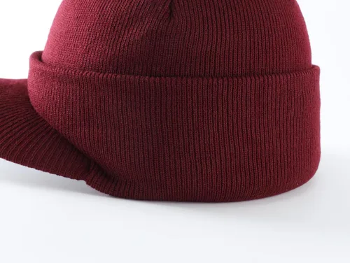 Vista 18 de Home Prefer - Gorro de invierno para hombre con visera, cálida y doble punto.