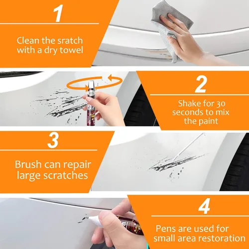 Vista 3 de Lápiz de Reparación de Arañazos de Coche Dos en Uno - Pintura de Retoque Rápida y Fácil para Varios Coches (Blanco)