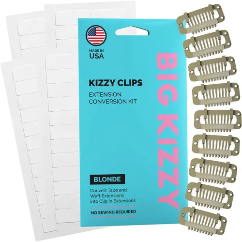 Vista 9 de Kit de extensiones de cabello con clip, convierte extensiones de cabello humano con cinta adhesiva en un juego de clip personalizado, clips a Negro