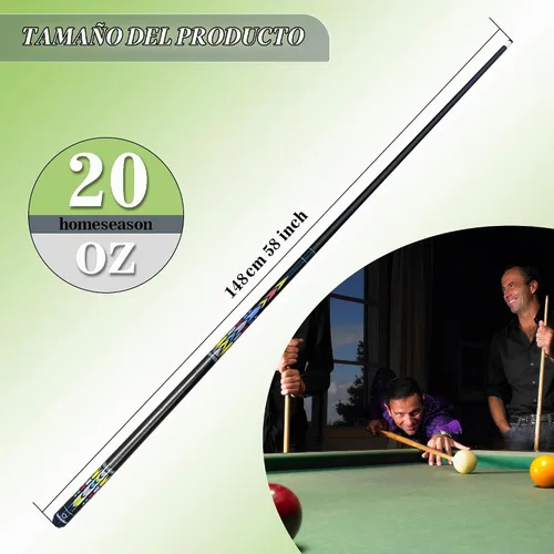 Vista 5 de HomeSeason 58" Pool Cue Stick 18oz Billiard Birch Wood 13mm Tip Cue Sticks Professional Low Deflection Pool Sticks with Cue Case