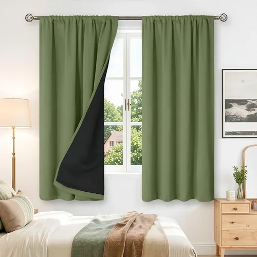 Vista 106 de BGment - Cortinas opacas para sala de estar de 63 pulgadas de largo, juego de 2 paneles, cortinas para oscurecer toda la habitación, cortinas