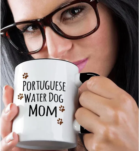 Vista 2 de 3dRose Taza de perro de agua portuguesa mamá, 11 onzas, color negro