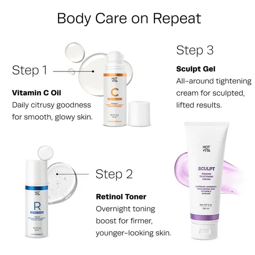 Vista 8 de Hot Vita Sculpt Gel corporal para reafirmar y suavizar la piel, gel ligero con cafeína, ácido hialurónico y vitamina C, ayuda a mejorar