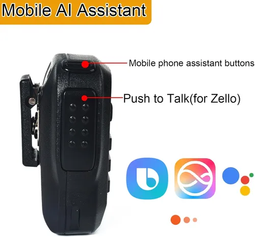 Vista 4 de HYS Micrófono Bluetooth para la aplicación Zello, micrófono inalámbrico con PTT - IP66 impermeable, carga tipo C, batería de 1000 mAh, tiempo