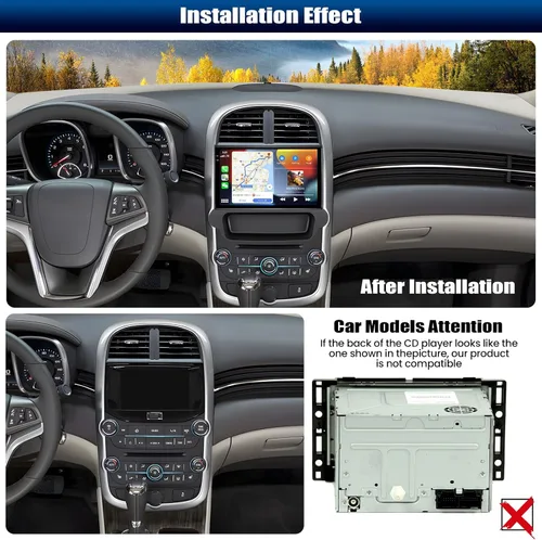 Vista 2 de [4+128G] Android 15 Radio de coche estéreo para Chevrolet Chevy Malibu 2009-2014 con CarPlay Android Auto, unidad de pantalla táctil de 9 pulgadas