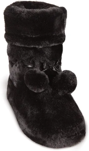 Vista 2 de PajamaGram - Zapatillas para mujer con forro polar, pantuflas abotinadas