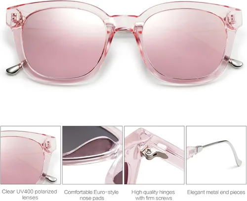 Vista 3 de SOJOS Lentes de sol polarizados cuadrados clásicos para mujeres y hombres, retro, modernos, protección ultravioleta UV400 SJ2050