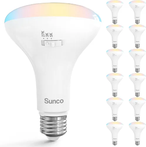 Vista 8 de Sunco - Paquete de 12 bombillas LED BR30, bombillas empotradas, bombilla de inundación para interiores, 850 LM, 11 W (equivalente a 65 W), blanco