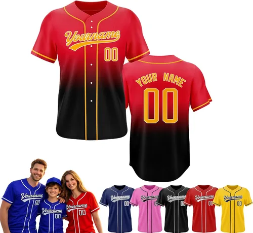 Vista 15 de Camiseta de béisbol personalizada, nombre del equipo, número de equipo, logotipo, camisetas impresas cosidas, uniformes deportivos, regalos