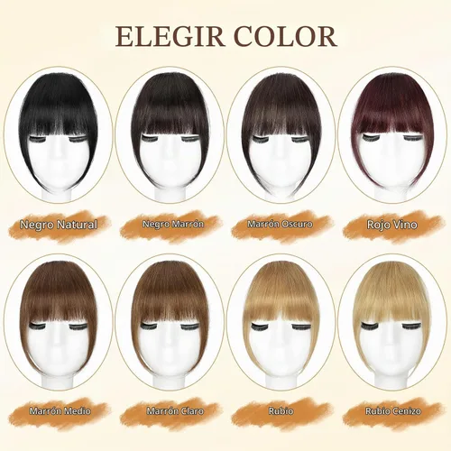 Vista 5 de BOGSEA Flequillo con clip, flequillo falso de cabello humano 100% real con clip, extensiones de cabello con fleco y sienes, postizos para mujeres 18#