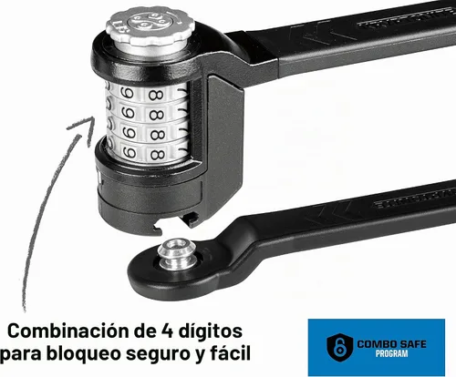 Vista 2 de Kryptonite Keeper 585 - Cerradura plegable para bicicleta, compacta de alta seguridad, antirrobo, plegable, con combinación reiniciable de 4 dígitos