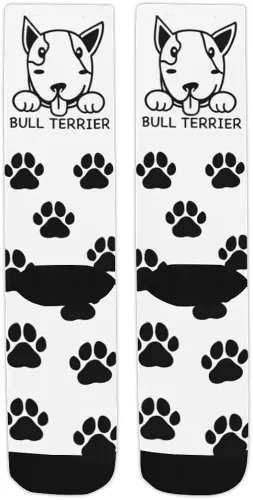 Vista 3 de Calcetines para mujeres y hombres Bull Terrier con estampado de patas de perro en blanco y negro diseño novedoso para el trabajo gimnasio fitness