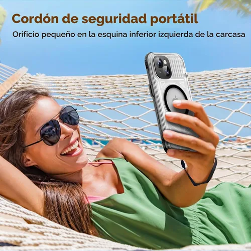Vista 7 de WIFORT Funda impermeable para iPhone 15, [IP68 bajo el agua a prueba de polvo] [pantalla integrada] [15 pies a prueba de golpes militar], cubierta