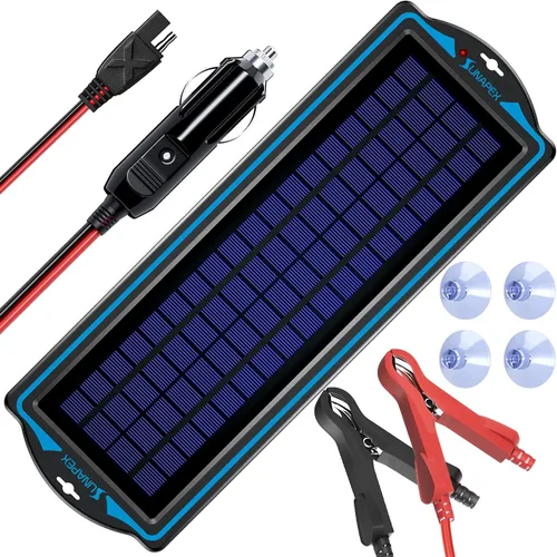 Vista 11 de SUNAPEX Carga de batería solar de 12 V: kit de panel solar portátil impermeable – Cargador de goteo de mantenimiento de batería – con controlador