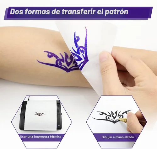 Vista 4 de TATELF - Papel de transferencia para tatuajes, 100 hojas, A4, kit de plantillas térmicas