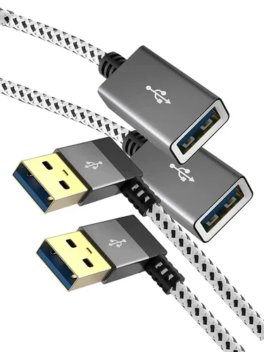 Vista 11 de CableCreation Cable de extensión USB 3.0 corto de 1 pie, cable extensor USB macho a hembra en ángulo izquierdo, USB 3.0 de 90 grados para VR