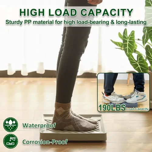 Vista 6 de 14.5” Organizador para Plantas con Ruedas, Soporte Cuadrado Rodante con Bandeja para Plantas con Ruedas Ocultas, Bandeja para Plantas