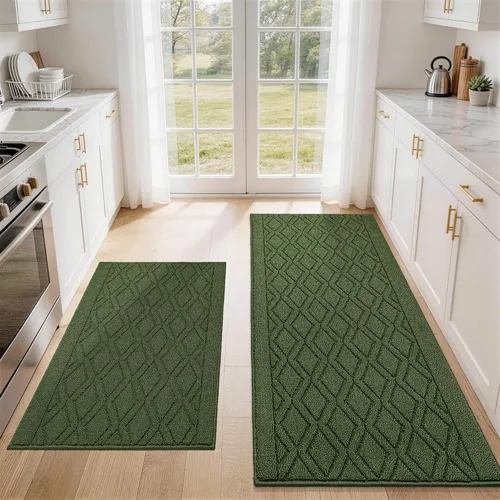 Vista 43 de COSY HOMEER Tapete de cocina antideslizantes, absorbentes para el piso, alfombra de cocina lavable, tapete de pie para fregadero, alfombra de Beige